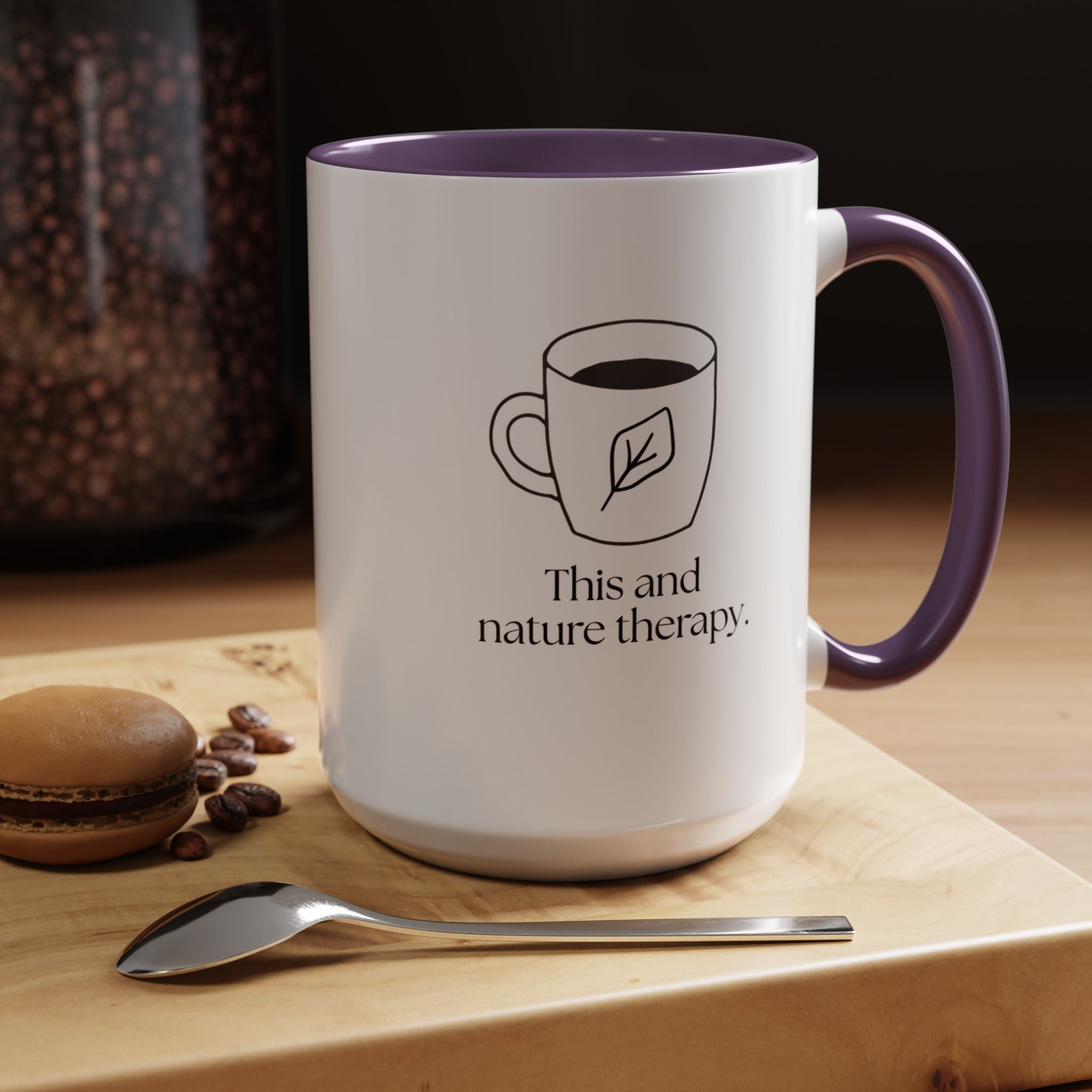 Nature Therapy Coffee Mug — "This and nature therapy" Accent Ceramic Mug (15oz)