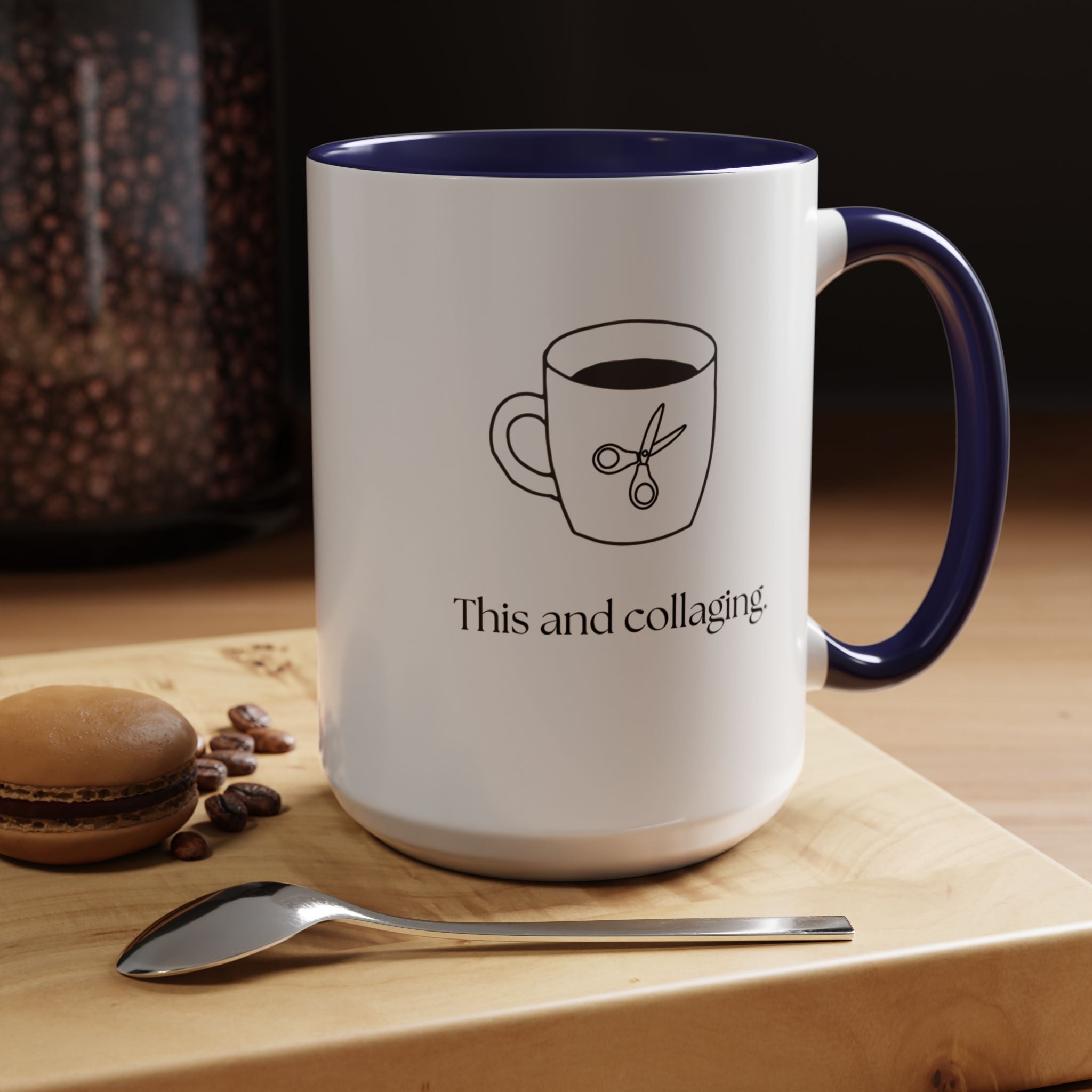 Collaging Coffee Mug — "This and collaging" Accent Ceramic Mug (15oz)