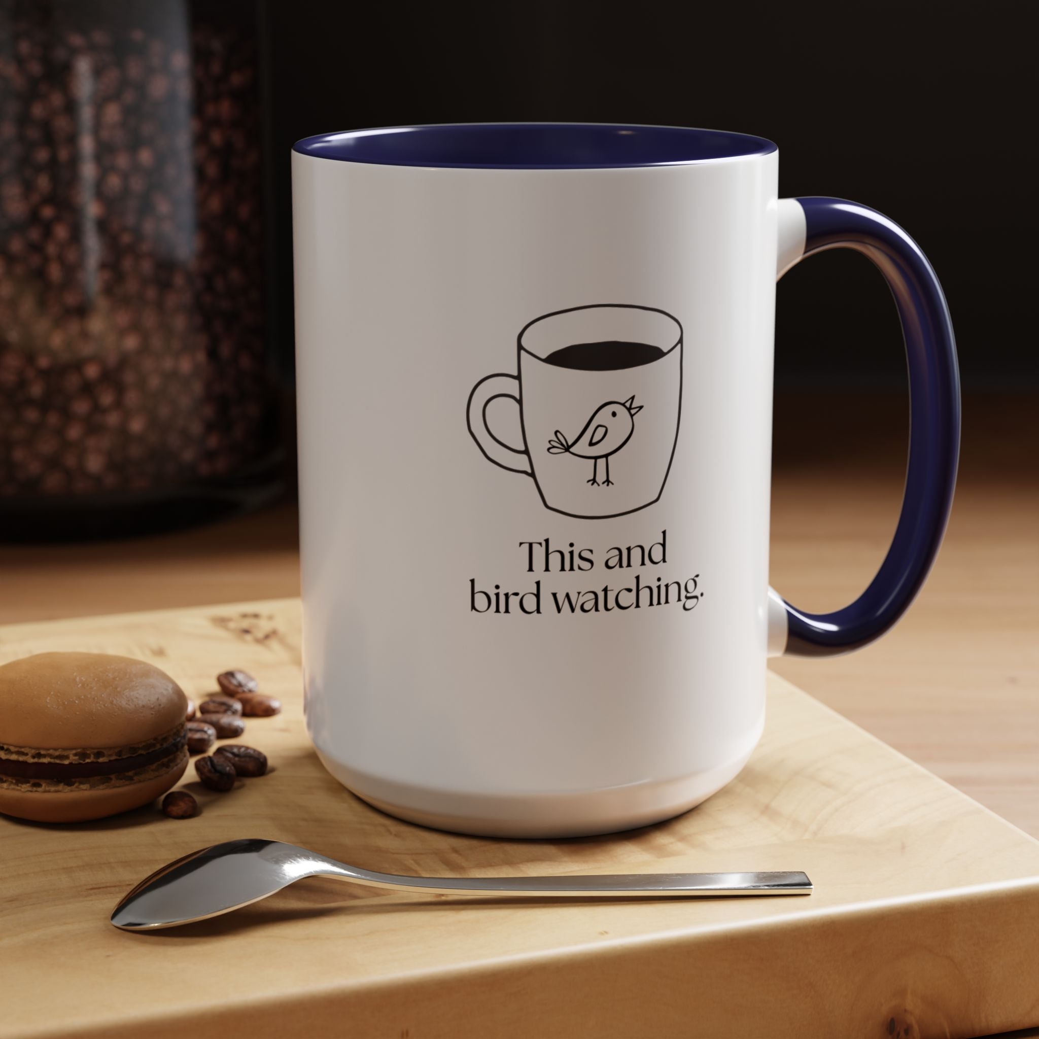 Bird Watching Coffee Mug — "This and bird watching" Accent Ceramic Mug (15oz)
