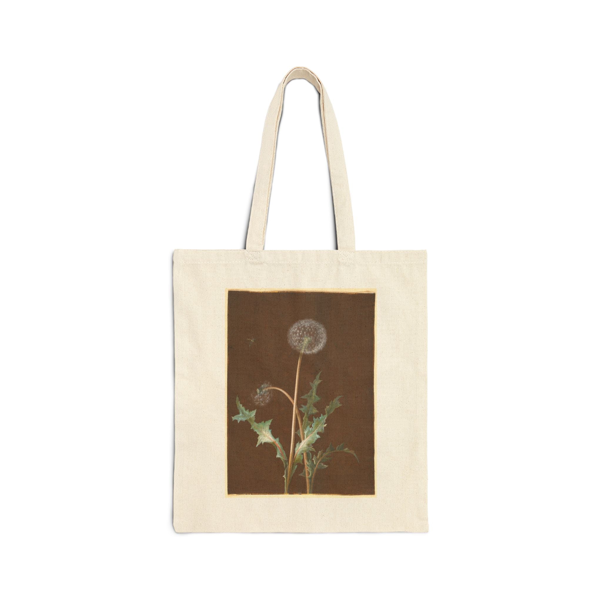 Canvas Tote Bag with Vintage Dandelion Art