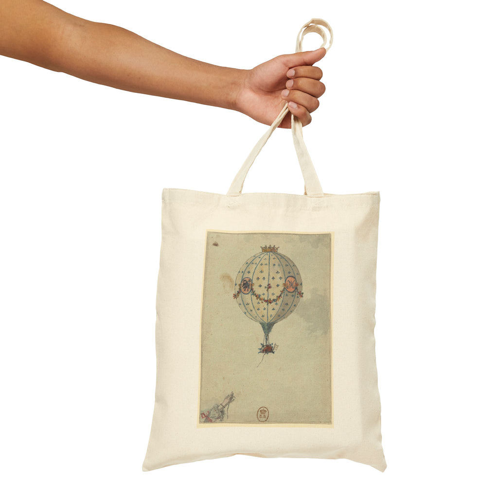 Hot Air Balloon Canvas Tote Bag Whimsical Victorian French Illustration
