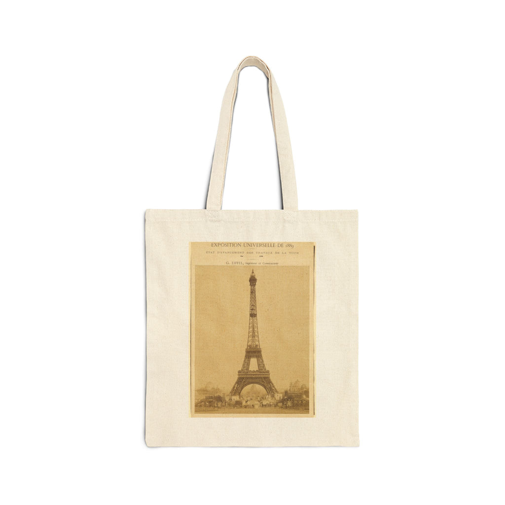 Canvas Tote Bag with Vintage Photograph of The Eiffel Tower