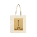 Canvas Tote Bag with Vintage Photograph of The Eiffel Tower