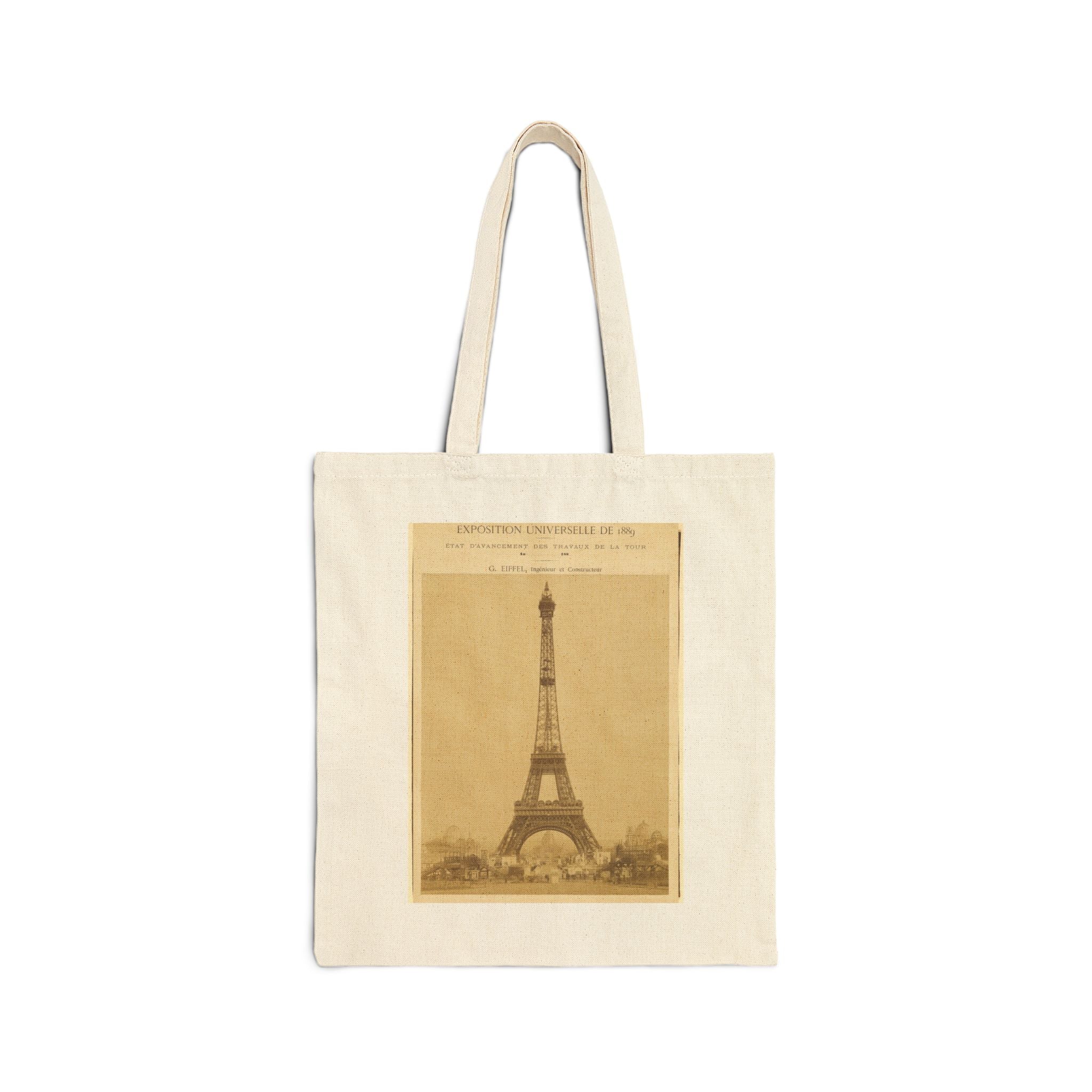 Canvas Tote Bag with Vintage Photograph of The Eiffel Tower