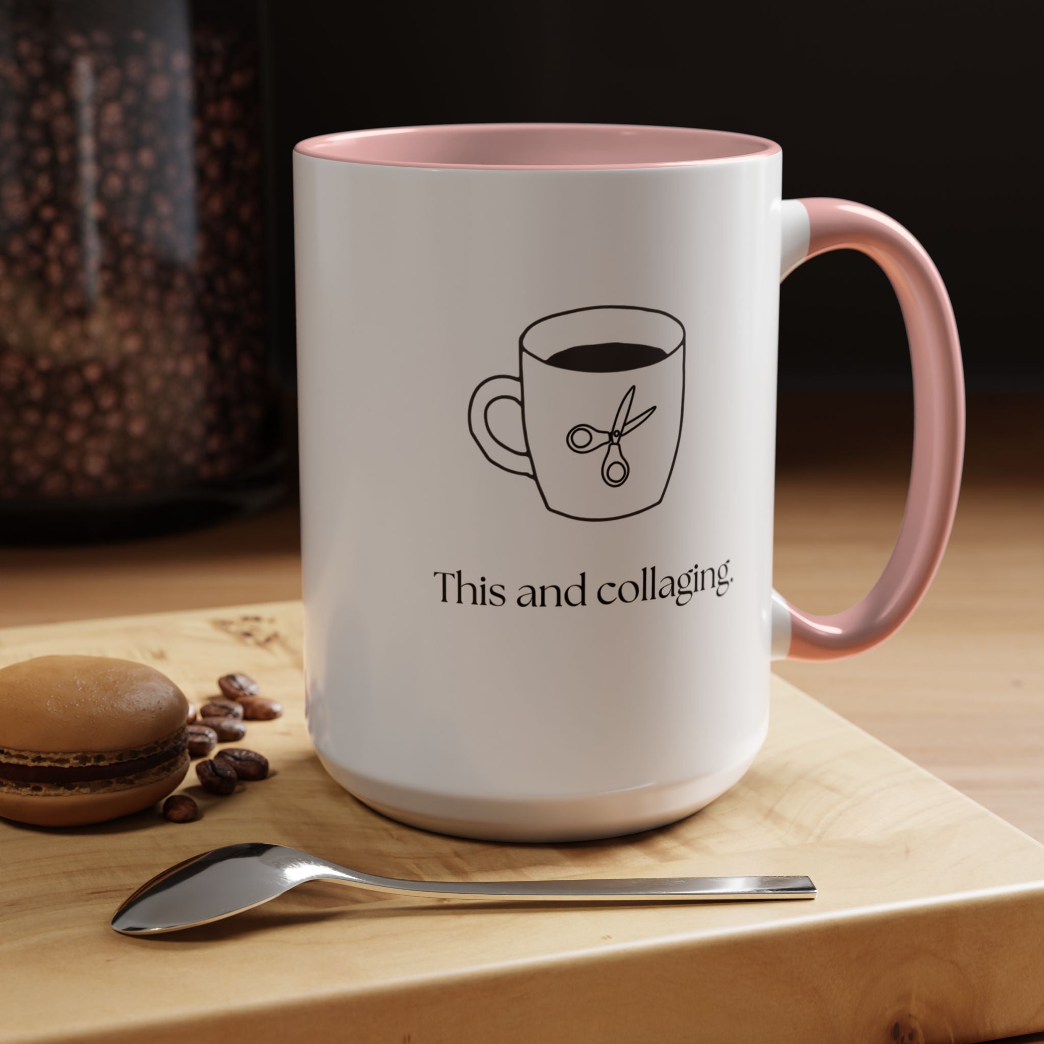 Collaging Coffee Mug — "This and collaging" Accent Ceramic Mug (15oz)