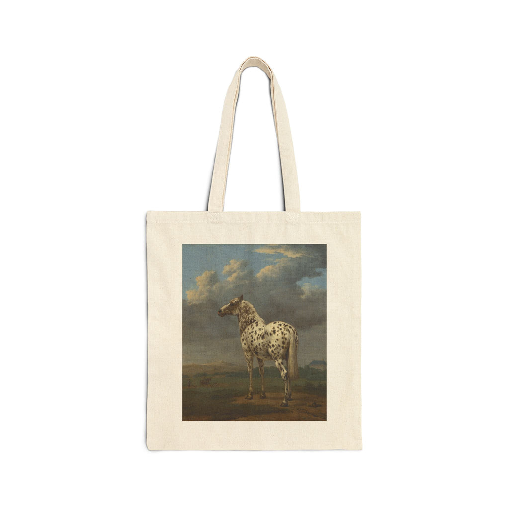 Canvas Tote Bag with Vintage Painting of a Spotted Horse